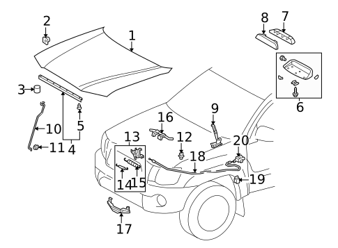 Hood & Components for 2006 Toyota Tacoma #0