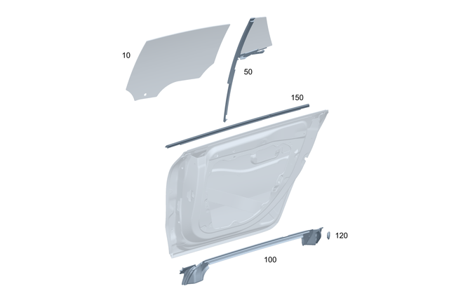 2977351600 - Rear Door: Side Window Pane, Tinted for Mercedes-Benz: EQS 450, EQS 450+, EQS 580, EQS AMG Image image