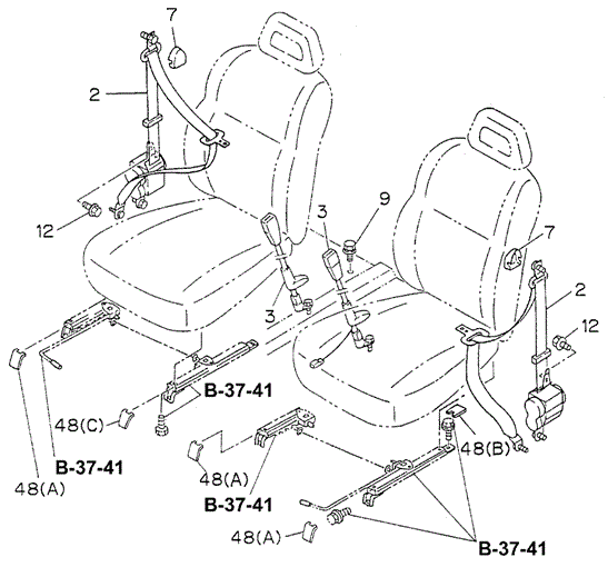 Front Seat Belt (Bucket Seat) for 1997 Honda Passport #0