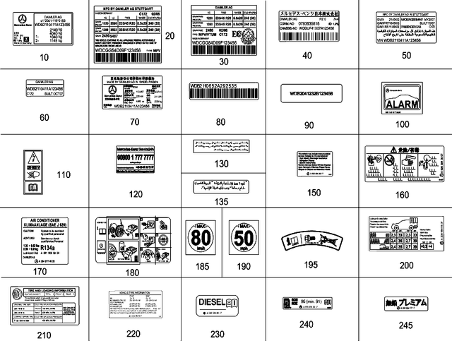 2048176320 - Tools and Accessories: Identification Plate for Mercedes-Benz Image image