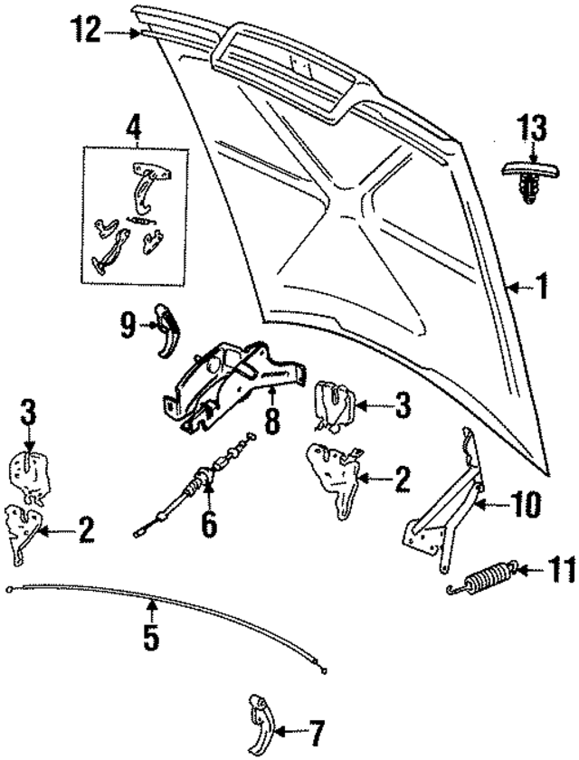 9152048 - Body: Hood Release Cable for Volvo Image