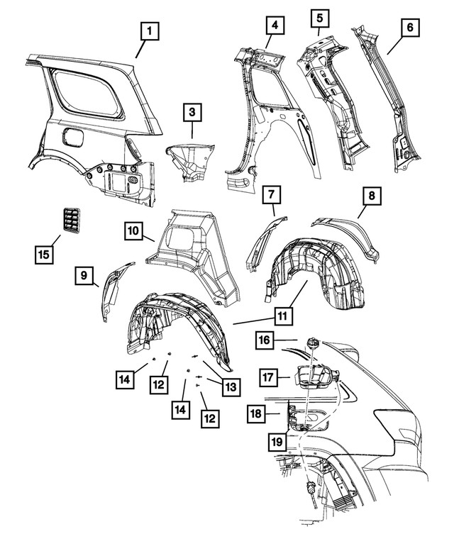 68310245AA - Body Sheet Metal Except Doors: Body Side Aperture Inner Panel, Left for Mopar Image