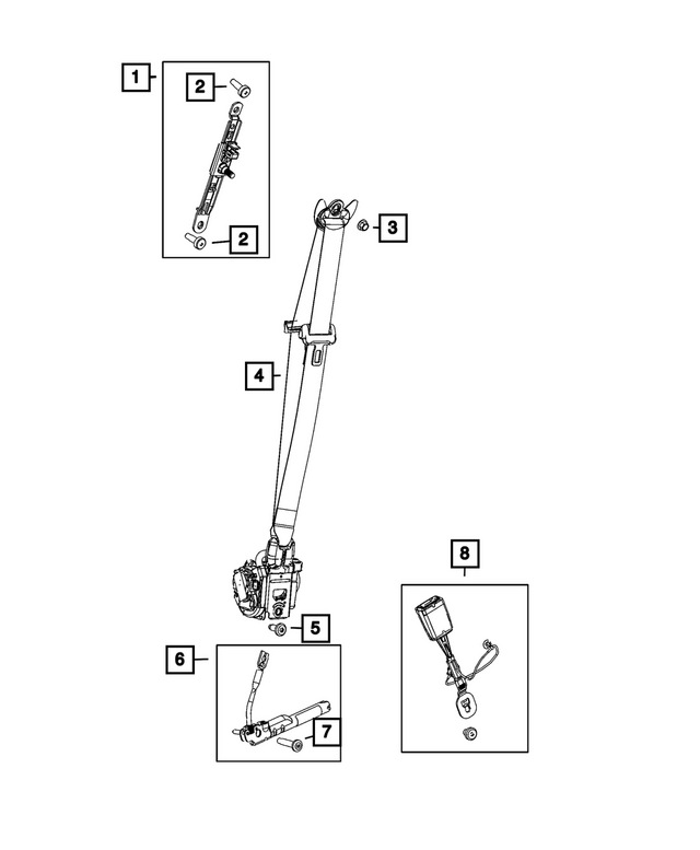 7JN89TX7AB - : Front Outer Seat Belt, Left for Mopar Image