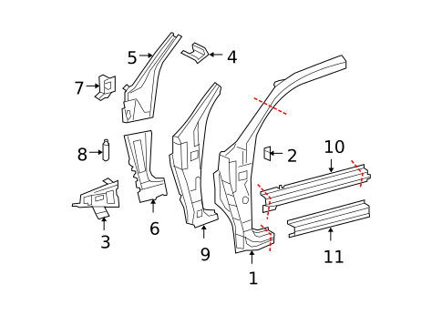 Hinge Pillar for 2010 Toyota Tundra #2