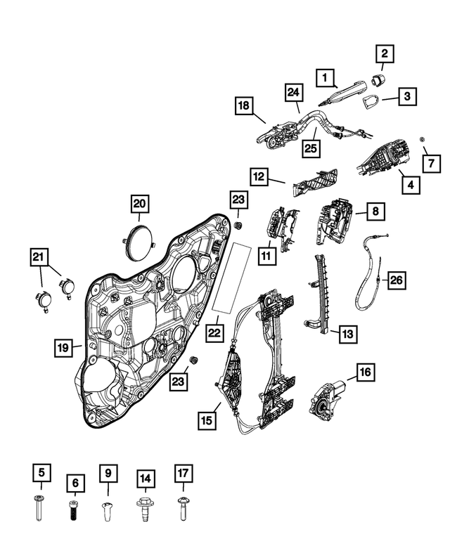 1SZ34KXJAD - Doors, Door Mirrors and Related Parts: Exterior Door Handle, Left for Mopar Image