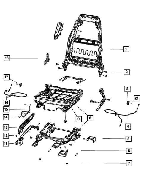 Front Seats - Adjusters, Recliners, Shields and Risers for 2011 Jeep Wrangler #0