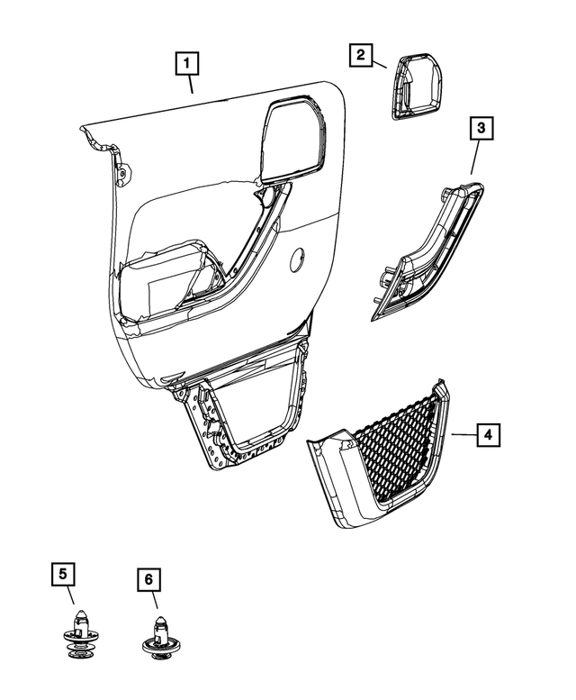 1PJ13DX9AA - Interior Trim: Rear Door Trim Panel, Left for Mopar Image