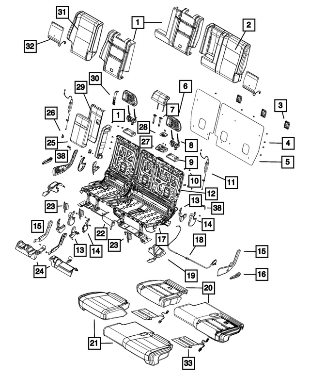 68086221AB - Interior Trim: Seat Back Foam, Left for Mopar Image