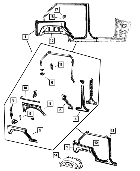 Aperture Panel and Pillar Supports for 2011 Jeep Wrangler #0