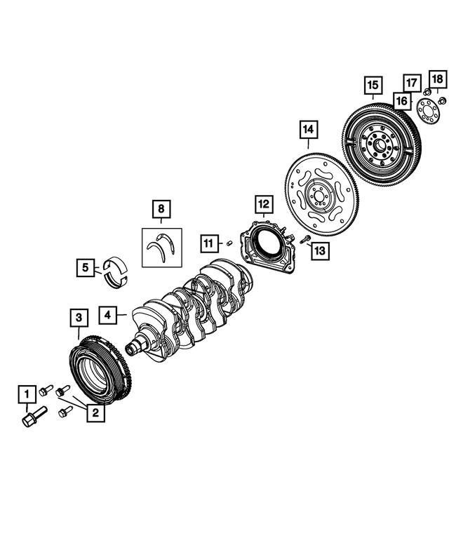 4893955AA - 1.4L Gas; Engine: Crankshaft for Mopar Image
