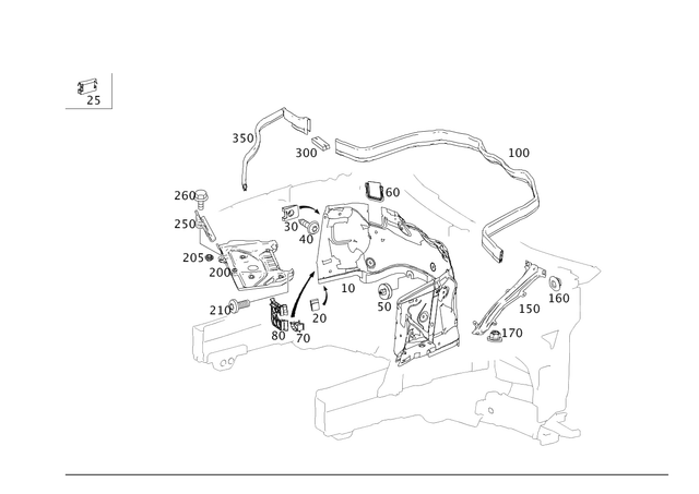 19917770 - Front-End Assembly, Front Panel: Clamp for Mercedes-Benz: C250, C300, C350, C63 AMG, CLS400, CLS550, CLS63 AMG, CLS63 AMG S, E250, E350, E400, E550, E63 AMG, E63 AMG S, GLK250, GLK350 Image image