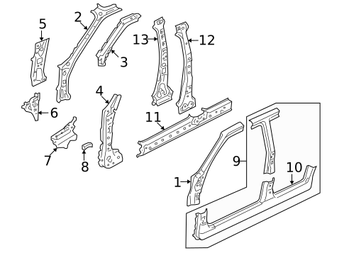 Center Pillar & Rocker for 2007 Mercury Mariner #0