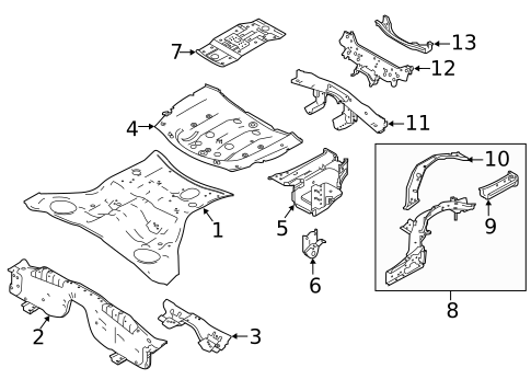 Rear Floor & Rails for 2020 INFINITI Q50 #0