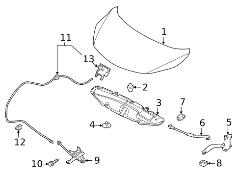For Nissan Sentra 2020-2024 Front Hood Hinges (Driver & Passenger Side) – Direct Replacement, Steel Construction, 1-Year Warranty