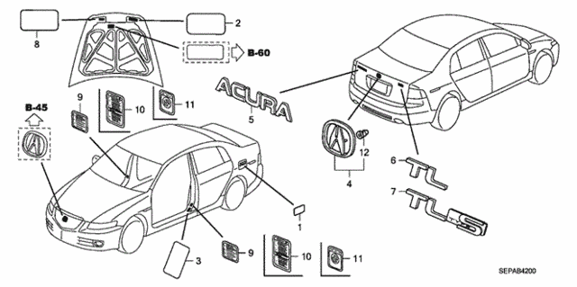 Emblems - Caution Labels for 2008 Acura TL #0