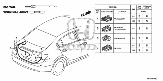Electrical Connectors (RR.) (1) for 2012 Honda Civic #0