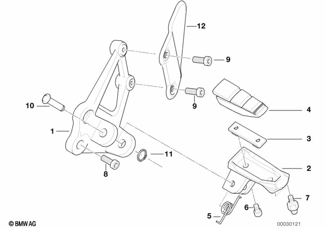 46712335346 - Frame and Mounting Parts: Footrest, Right -  for BMW-Motorrad Image