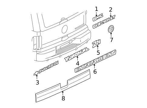 Exterior Trim - Lift Gate for 2006 Chevrolet Suburban 2500 #0