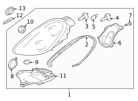 Headlamp Components for 2015 Porsche Boxster #1