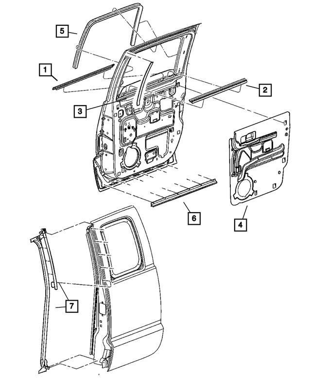 55359357AJ - Doors, Door Mirrors and Related Parts: Rear Door Watershield, Left for Mopar Image