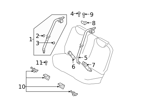 Rear Seat Belts for 2009 Hyundai Elantra #0