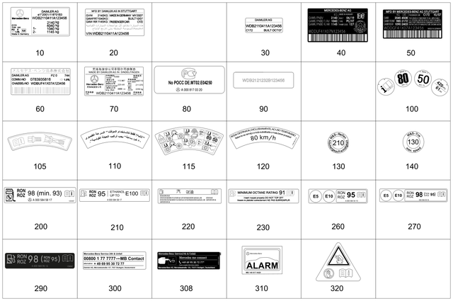 8174304 - Tools and Accessories: Identification Plate for Mercedes-Benz: 180A, 180b, 220a, 300C, 300CD, 350SD, A220, AMG GT 43, AMG GT 53, AMG GT 63, AMG GT 63 S, AMG GT 63 S E Performance, C300, C350e, C400, C43 AMG, C450 AMG, C63 AMG, C63 AMG S, C63 AMG S E Performance, CLA250, CLA35 AMG, CLA45 AMG, CLA45 AMG S, CLS450, CLS53 AMG, E300, E350, E400, E43 AMG, E450, E53 AMG, E63 AMG S, EQB 250+, EQB 300, EQB 350, EQE 350, EQE 350+, EQE 500, EQE AMG, EQS 450, EQS 450+, EQS 580, EQS AMG, G550, G63 4x4 Squared AMG, G63 AMG, GLA250, GLA35 AMG, GLA45 AMG, GLB250, GLB35 AMG, GLC300, GLC43 AMG, GLC63 AMG, GLC63 AMG S, GLE350, GLE450, GLE53 AMG, GLE580, GLE63 AMG S, GLS450, GLS580, GLS63 AMG, Maybach GLS600, Maybach S550, Maybach S560, Maybach S580, Maybach S600, Maybach S650, Maybach S680, S450, S500, S550, S550e, S560, S580, S580e, S600, S63 AMG, S63 AMG E Performance, S65 AMG, SL400, SL450, SL550, SL63 AMG, SL65 AMG, SLC300, SLC43 AMG, SLK250, SLK300, SLK350, SLK55 AMG Image image