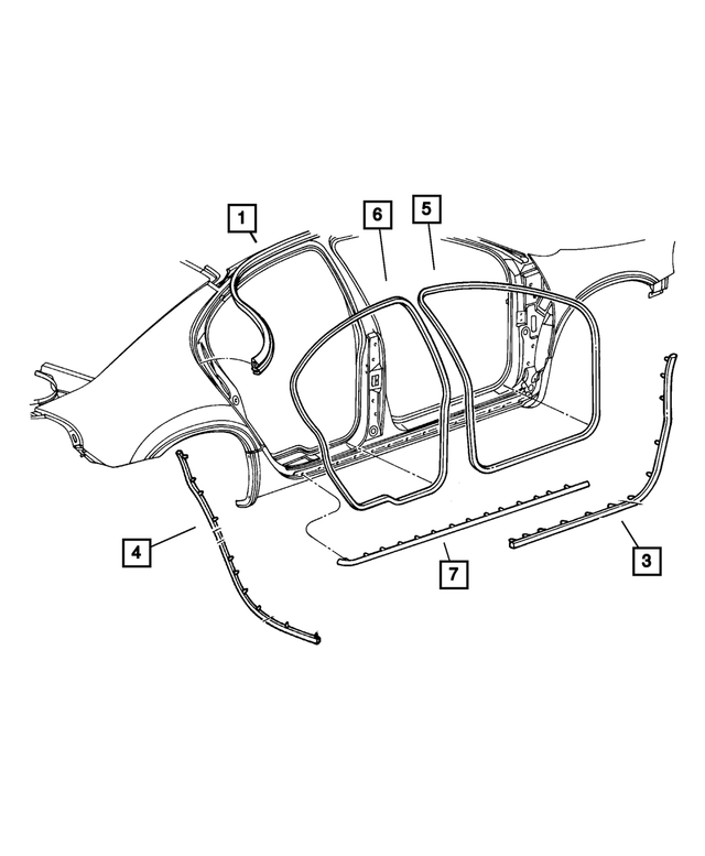 « 4780766AA – Doors and Related Parts : Secondaire Gouttière Joint D`etancheite, Côté Droit pour Mopar Image »
