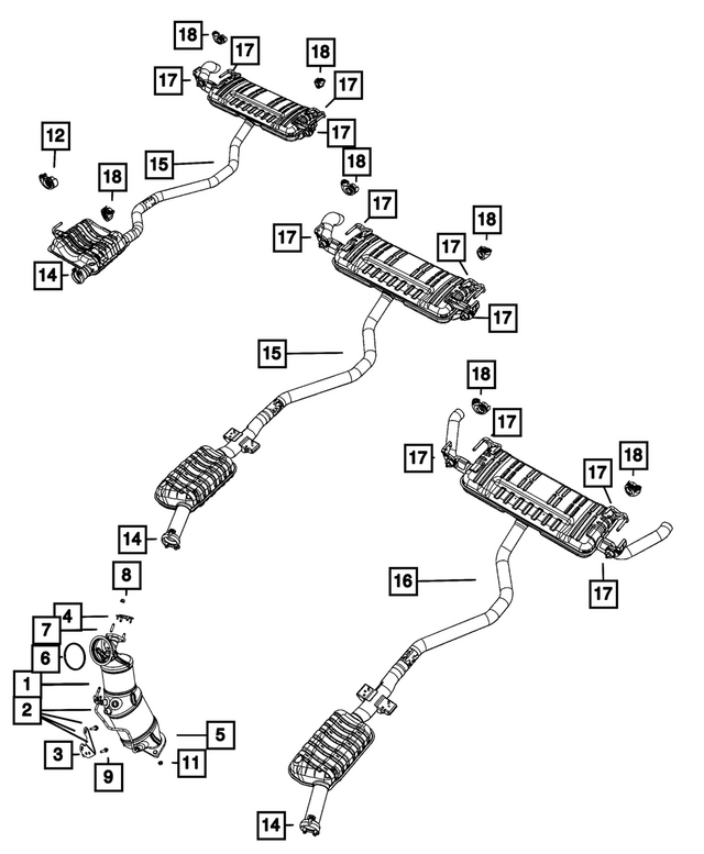 55079516AB - Exhaust: Catalytic Converter for Jeep: Grand Cherokee Image
