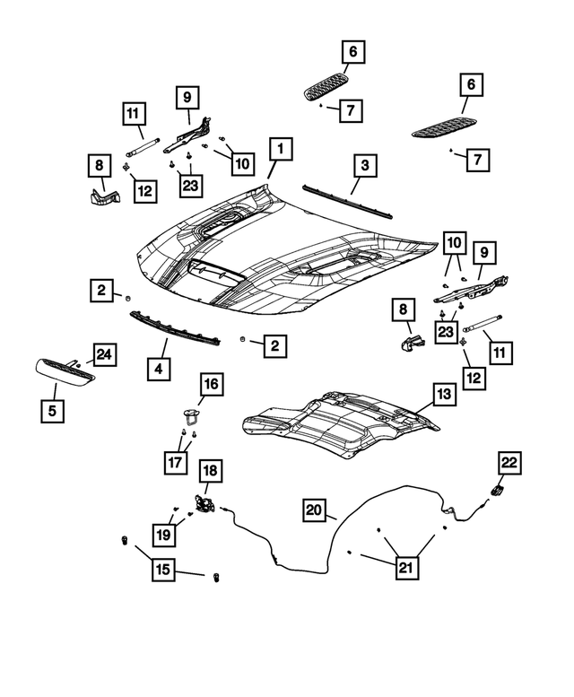 68529909AA - Body Sheet Metal Except Doors: Hood for Mopar Image