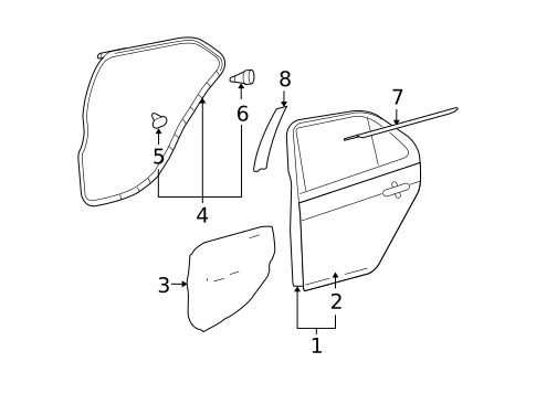 Exterior Trim - Rear Door for 2007 Toyota Yaris #0