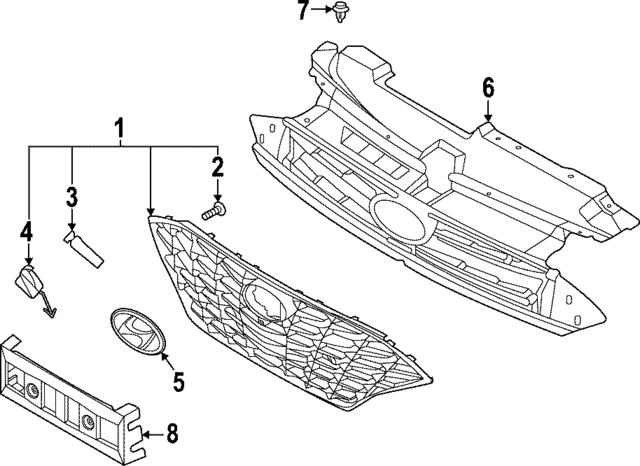 863A0L1AJ0 - : Grille Assembly for Hyundai Image
