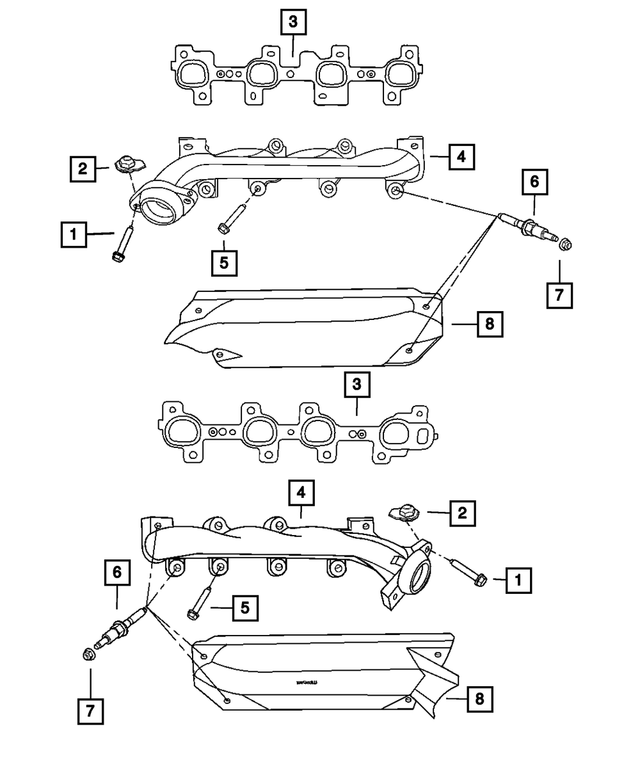 53032834AG - 4.7L Gas; Engine: Exhaust Manifold Shield, Right Side for Mopar Image