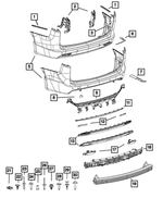 68312628AB - Frame, Bumper and Fascia: Rear Fascia for Mopar Image