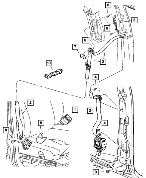 Seat Belts-Front and Rear for 2004 Dodge Durango #0