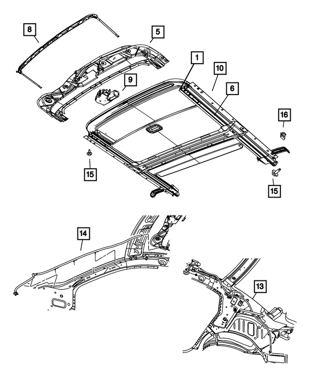 4389659AC - Body Sheet Metal Except Doors: Sunroof Drain Hose for Mopar Image image