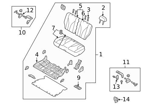Rear Seat Components for 2001 Mazda MPV #1