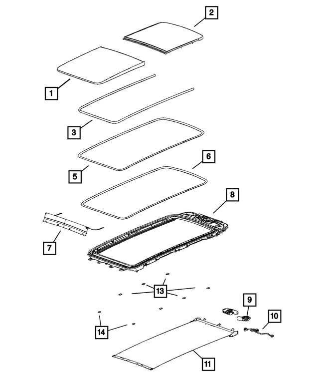 68518684AA - Body Sheet Metal Except Doors: Sunroof Glass for Jeep: Grand Cherokee, Grand Cherokee L Image