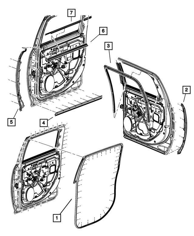 55372956AF - Doors, Door Mirrors and Related Parts: C Pillar Lower Weatherstrip, Right for Mopar Image