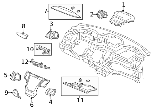 Instrument Panel Components for 2013 Acura RDX #0