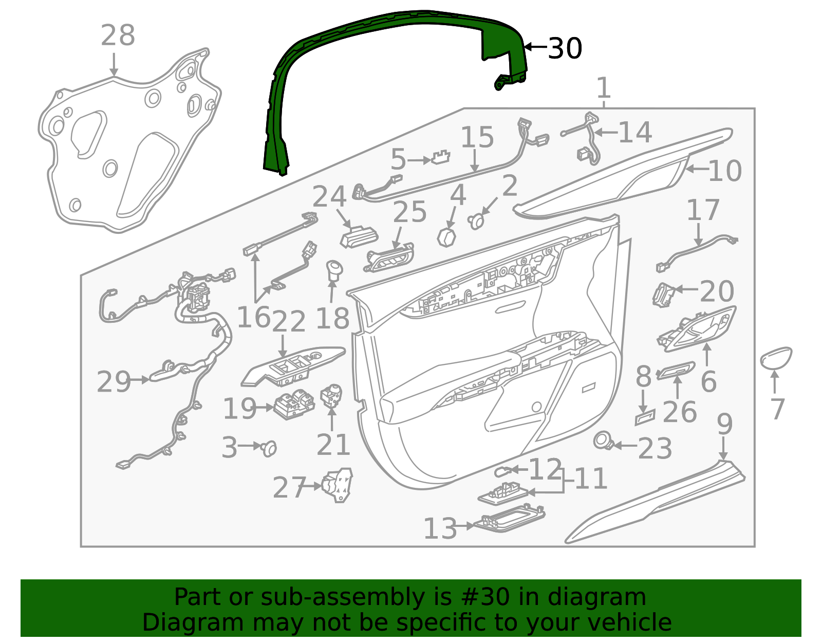 2013-2019 Cadillac XTS Driver Side Front Door Garnish Molding 23216778 ...