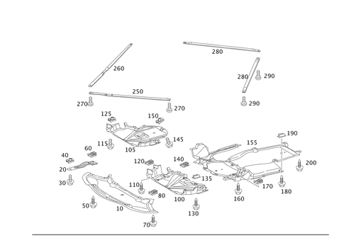 Engine Compartment Panelling, Gasoline Vehicles for 2010 Mercedes-Benz SLK300 #0