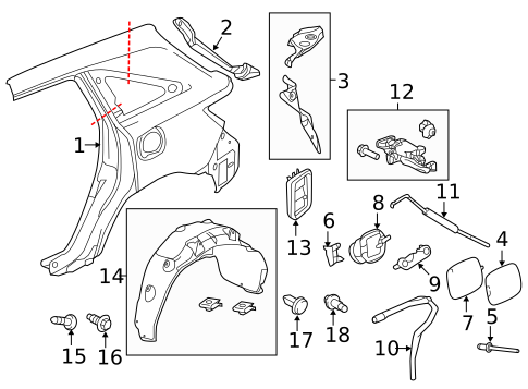 Quarter Panel & Components for 2018 Acura MDX #0