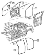 4717750AE - Doors and Related Parts: Front Door Belt Weatherstrip for Chrysler: Town &amp; Country, Voyager | Dodge: Caravan, Grand Caravan Image