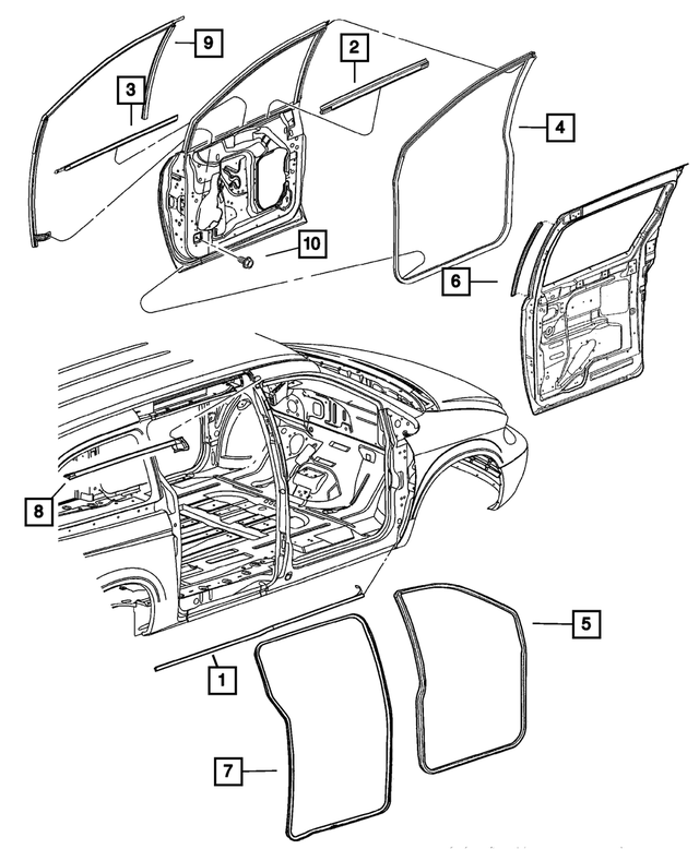 4717750AE - Doors and Related Parts: Front Door Belt Weatherstrip for Mopar Image