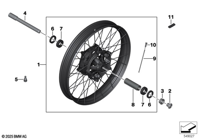 36315A6DE69 - Wheels and Tires: Spoke Wheel, Gold, Front - 2.15X21 for BMW-Motorrad Image