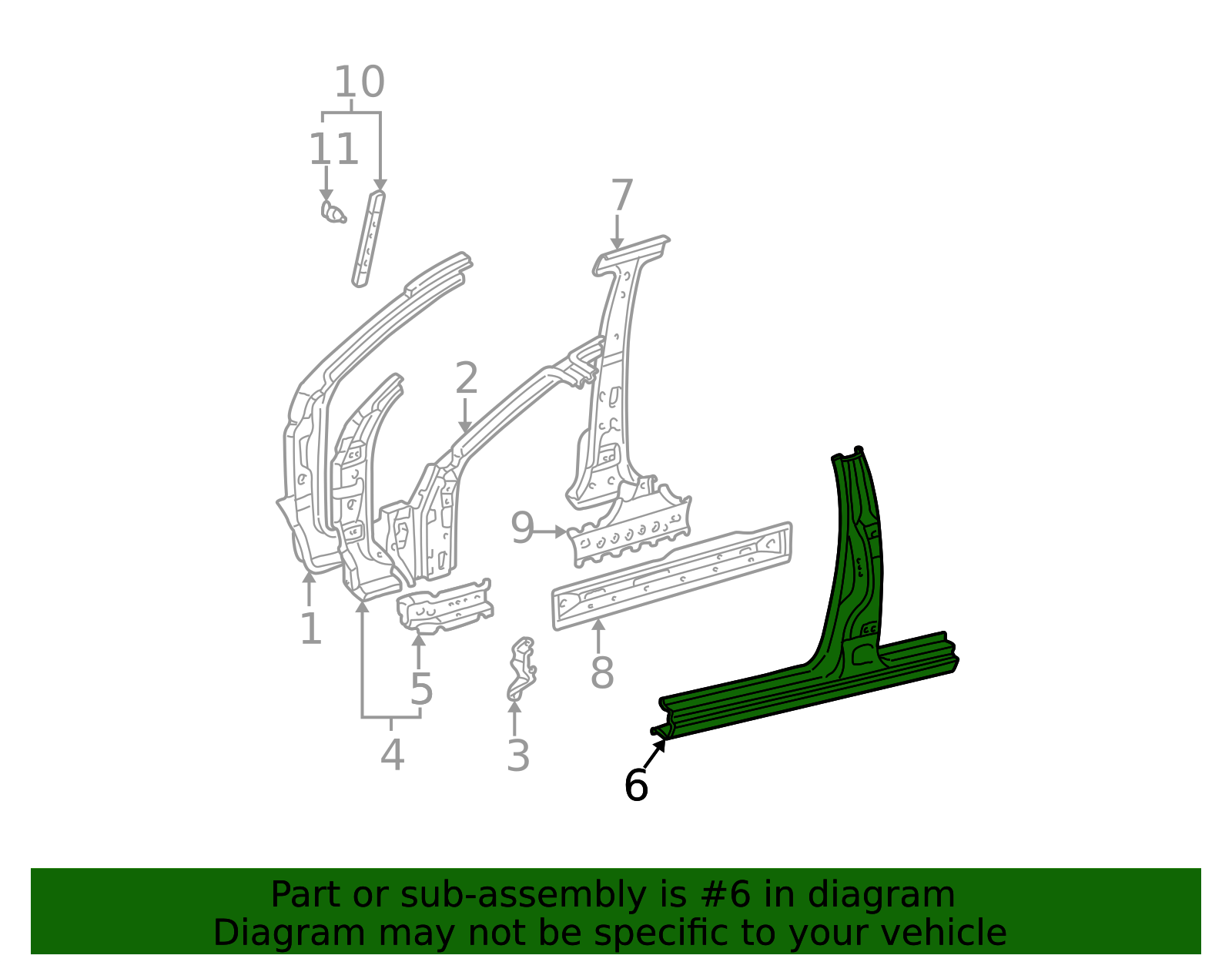 2001-2007 Toyota Sequoia Body B-Pillar And Rocker Panel 61412-0C030 ...