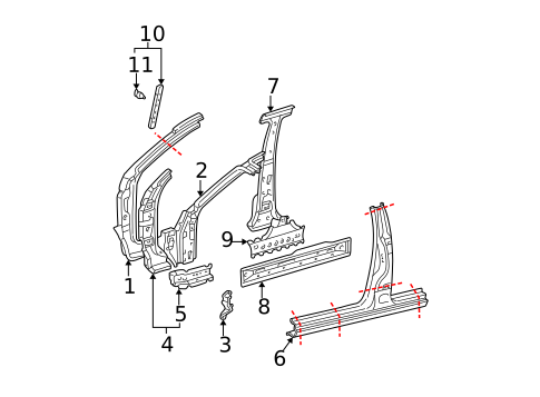 Hinge Pillar for 2006 Toyota Sequoia #0