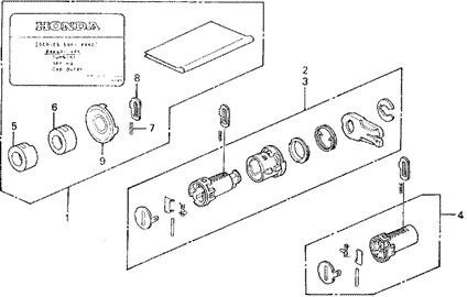 Key Cylinder Kit for 1995 Honda Civic del Sol #0