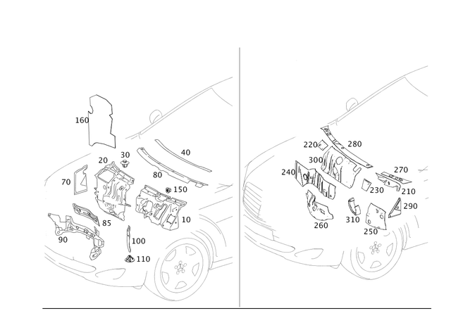 2216825128 - Panelling: Dampening, Firewall for Mercedes-Benz: 250, 300S, S350, S400, S500, S550, S600, S63 AMG Image image