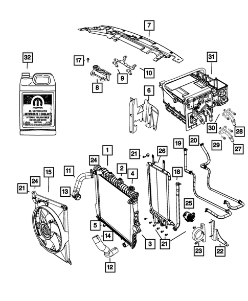 Radiator and Related Parts; Charge Air Cooler for 2009 Dodge Durango #1